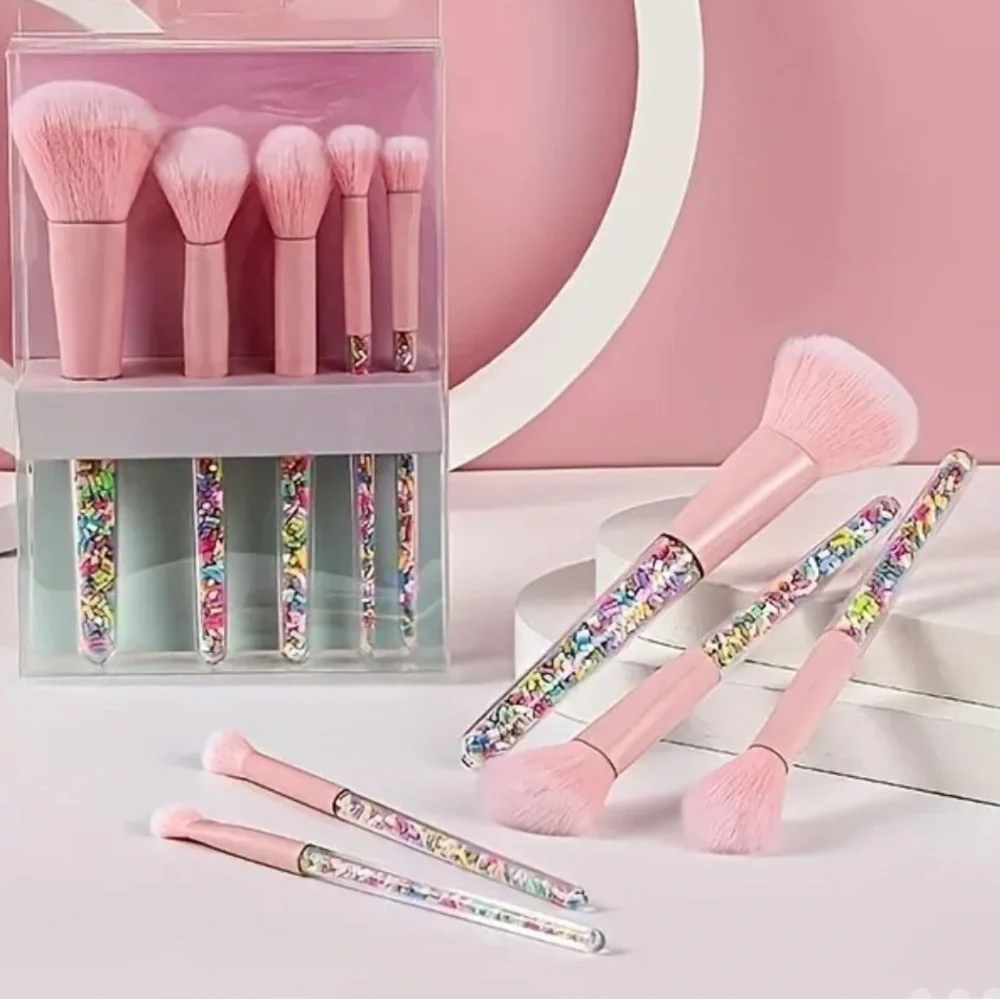 SPRINKLES!! Colorful Pastel Pink Makeup Cosmetic Brushes Brush Set KAWAII